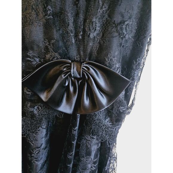 Vintage 80's Black Lace Midi Dress Barbara Chodos Michael Marcella whimsy goth - Picture 3 of 6